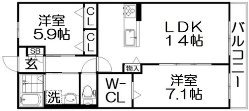 Schwarz Schloss(シュバルツ シュロス)【102号室】の間取り
