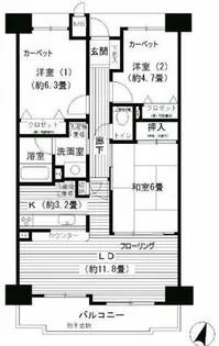 グランドメゾン江戸堀【704号室】の間取り