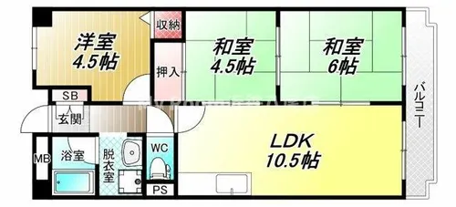 ハイグレード志紀【6階】の間取り