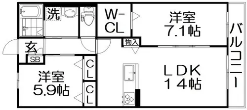 Schwarz Schloss(シュバルツ シュロス)【304号室】の間取り