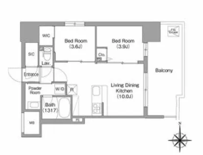 コンフォリア・リヴ大阪本町【9階】の間取り