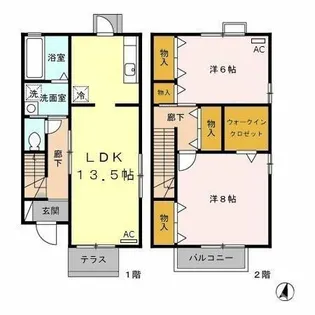 愛知県豊橋市飯村町字西山【テラスハウス】の間取り