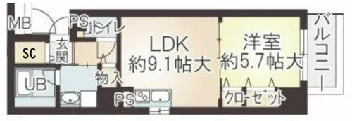 インテリジェンス御堂【12階】の間取り