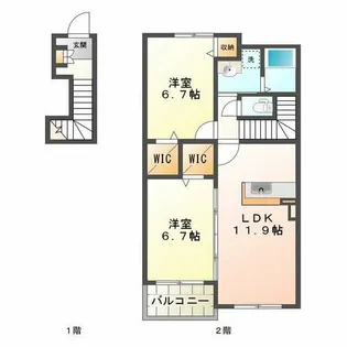 シャトーシモハタ3【2階】の間取り