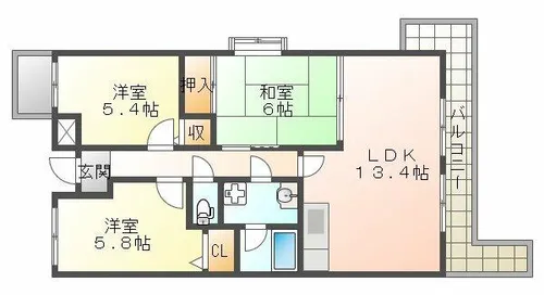 サンシーズ南山手【5階】の間取り