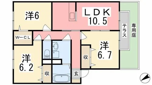 グランモア堂本【104号室】の間取り
