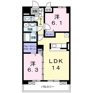 ヴィダ・アルボレス【6階】の間取り