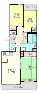 グランビュー山手【1階】の間取り