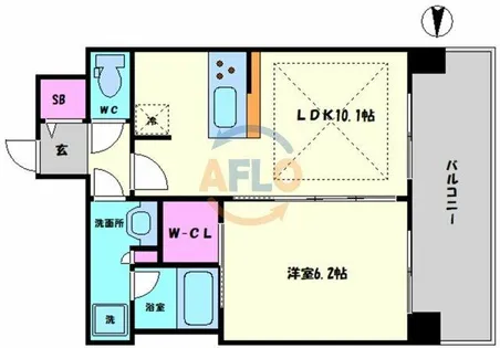 プレサンス福島ミッドエル【10階】の間取り