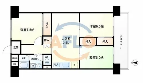 シャトー西梅田マンション【3階】の間取り