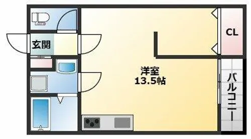 La Cachette TAKAIDA【401号室】の間取り