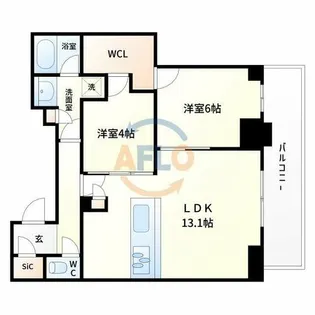 シエリアタワー大阪堀江【18階】の間取り