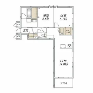 グランメゾン梅ノ木【101号室】の間取り