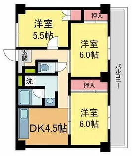 ビレッジハウス山本2号棟【4階】の間取り
