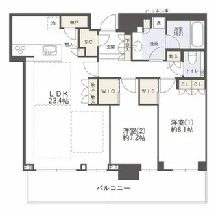 グランドメゾン新梅田タワー THE CLUB RESIDENCE【45階】の間取り