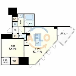 コンフォリアリヴ本町WESTQ【6階】の間取り