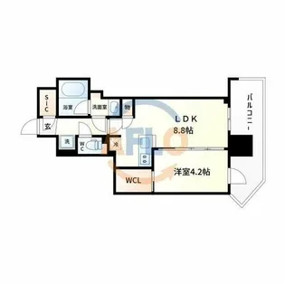 コンフォリアリヴ本町WESTQ【6階】の間取り
