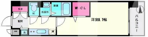Luxe難波南【2階】の間取り