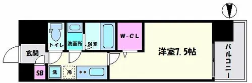 Luxe難波南【8階】の間取り