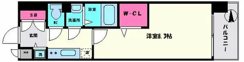 Luxe難波南【14階】の間取り