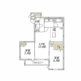 グランメゾン梅ノ木【202号室】の間取り