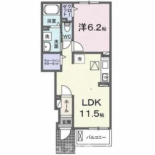 リアン フィルA【1階】の間取り