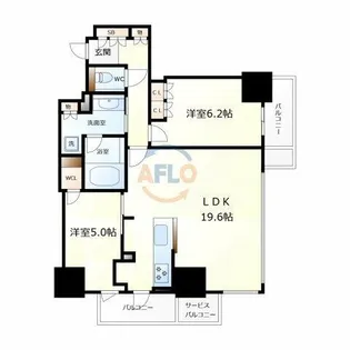 リバーガーデンタワー上町台筆ヶ崎【25階】の間取り