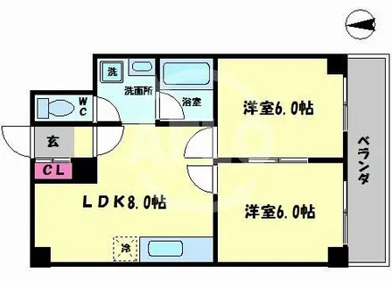 ラパンジール恵美須Ⅱ【6階】の間取り