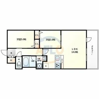 カウニス丸山通【2階】の間取り