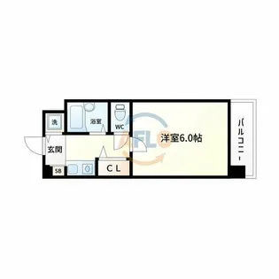 プレサンス阿倍野阪南町【6階】の間取り