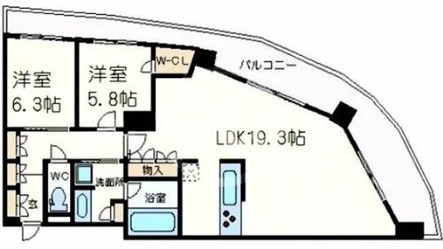 ドゥーエなんば南【9階】の間取り