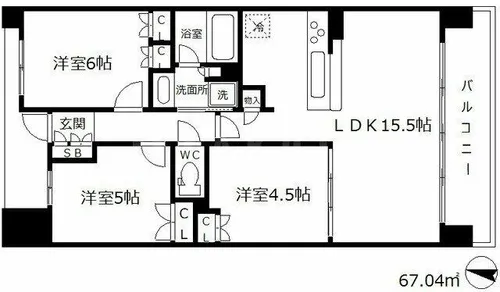 ロジュマンタワー梅田【16階】の間取り