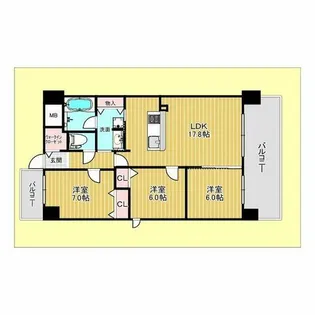 パッセル豊中【4階】の間取り