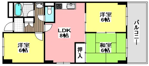 天王タウンハイツ【305号室】の間取り
