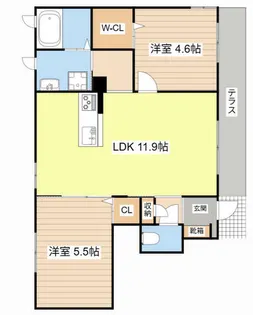 パストラーレⅡ【0102号室】の間取り