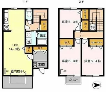 大阪府岸和田市尾生町【テラスハウス】の間取り