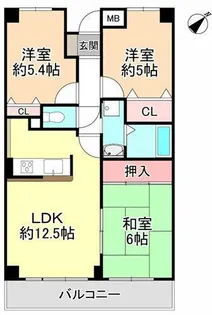 グランパス富田林【2階】の間取り
