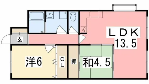 レイクサイドヴィラE棟【203号室】の間取り