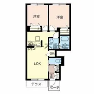 アトリエール 上中 A棟・B棟【B102号室】の間取り