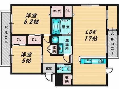 Helena GARDEN玉串元町Ⅲ【2階】の間取り