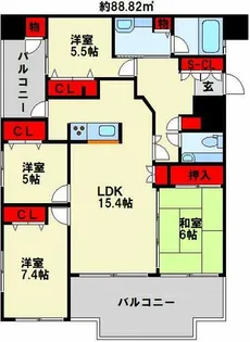 福岡県北九州市小倉北区木町1丁目【マンション】の間取り