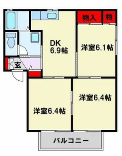 ディアスイーストA棟【2階】の間取り