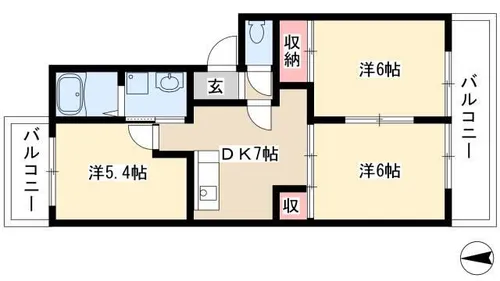 エクレール城並【5A号室】の間取り