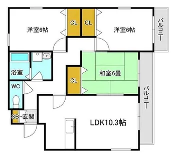 マーメイドハイツ【2階】の間取り