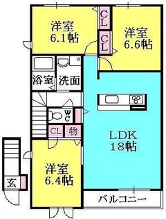 シャーメゾン桜谷町【201号室】の間取り