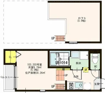 ハーモニーテラス今川【1階】の間取り