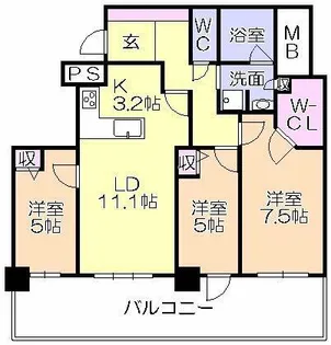 ザ・ライオンズ久留米ウェリスタワー【10階】の間取り