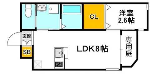 リアコート関大前Ⅱ【1階】の間取り