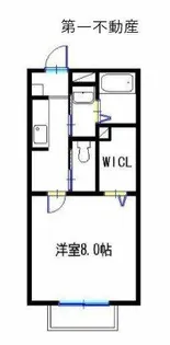 ヴィラージュ大開B【2階】の間取り