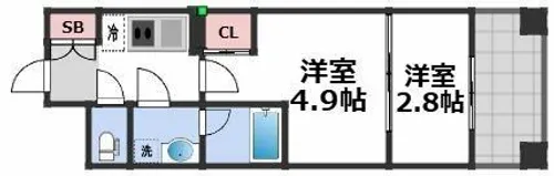 Metrosa谷町六丁目North【14階】の間取り